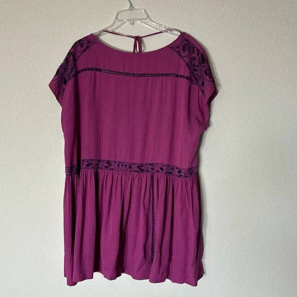 Free People Aya Embroidered Fuchsia Dress Sz Small - Picture 2 of 5